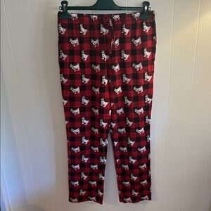 Kids Red Buffalo Plaid Pajama Pants with Dog Print